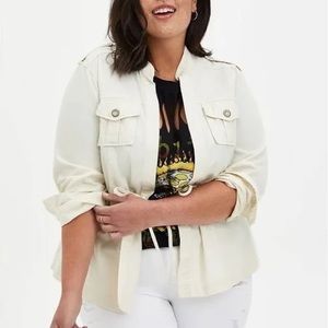 Torrid cream lightweight peplum jacket
